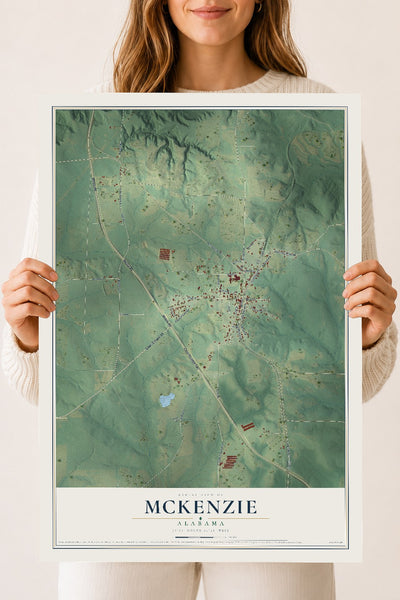 Map of McKenzie, Alabama, 18 x 24 inch unframed archival matte print