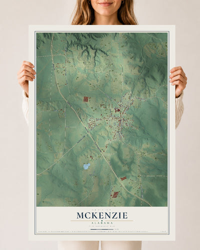 Map of McKenzie, Alabama, 24 x 36 inch unframed archival matte print