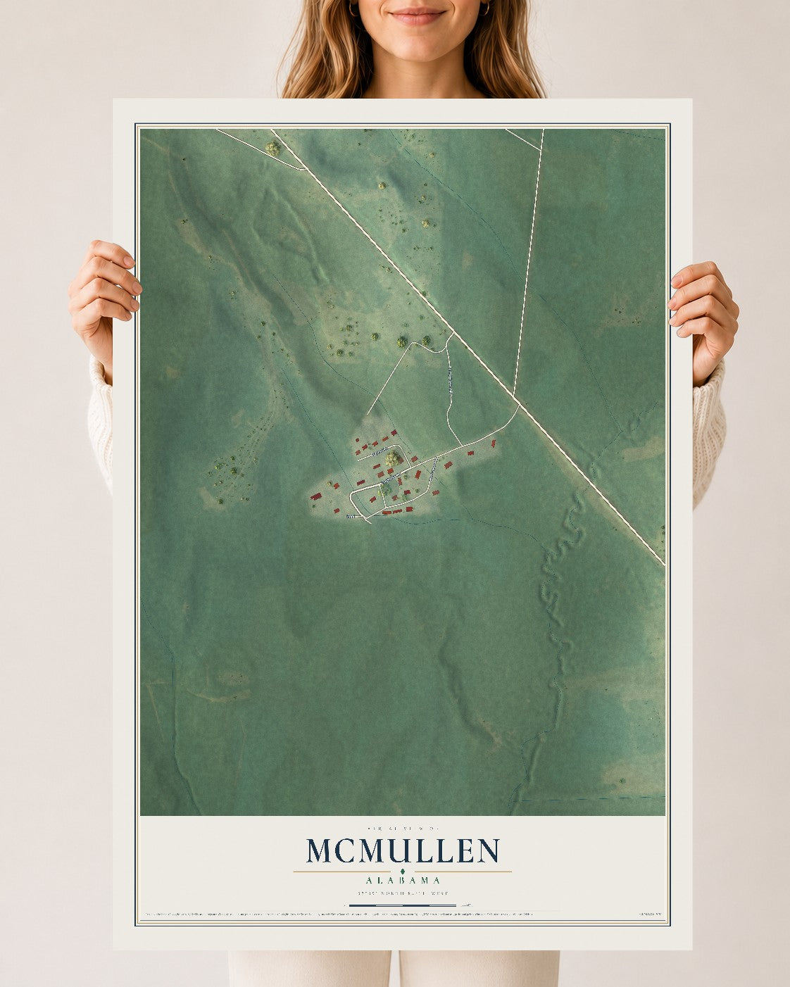 Map of McMullen, Alabama, 24 x 36 inch unframed archival matte print