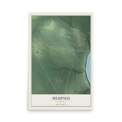Map of Memphis, Alabama, 12 x 18 inch unframed archival matte print
