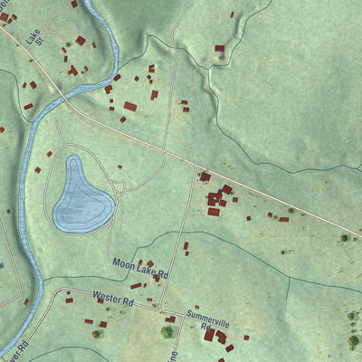 Second close-up of the map of Mentone, Alabama print showing more streets and buildings