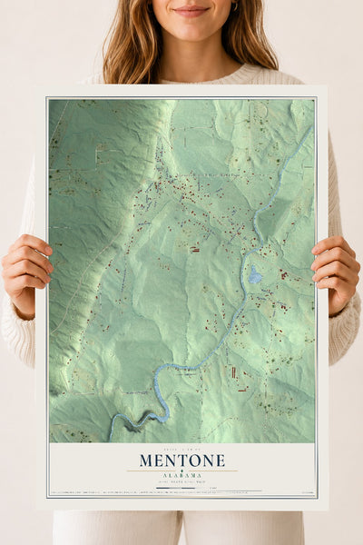 Map of Mentone, Alabama, 18 x 24 inch unframed archival matte print