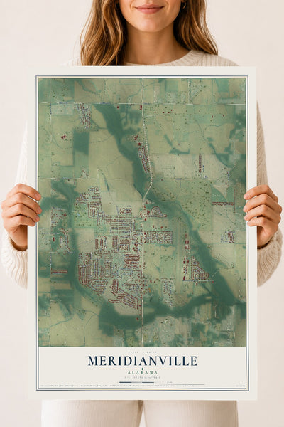 Map of Meridianville, Alabama, 18 x 24 inch unframed archival matte print