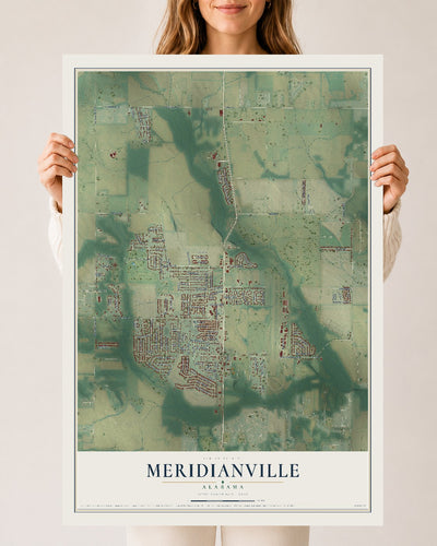 Map of Meridianville, Alabama, 24 x 36 inch unframed archival matte print