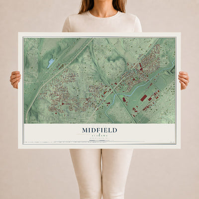 Map of Midfield, Alabama, 24 x 36 inch unframed archival matte print