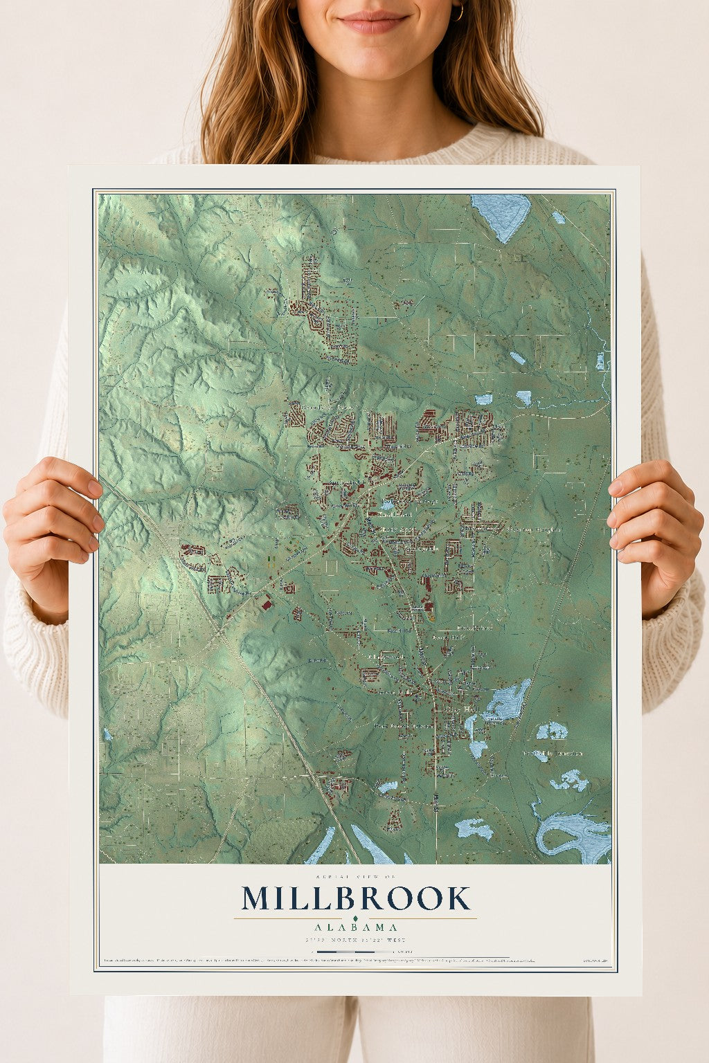 Map of Millbrook, Alabama, 18 x 24 inch unframed archival matte print