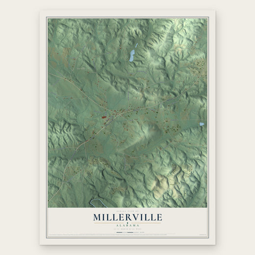 Millerville, Alabama map print, the full design
