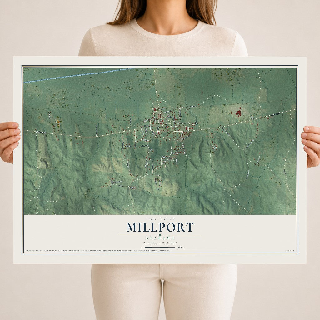 Map of Millport, Alabama, 18 x 24 inch unframed archival matte print