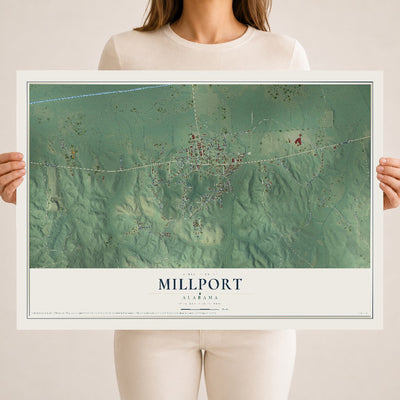 Map of Millport, Alabama, 18 x 24 inch unframed archival matte print