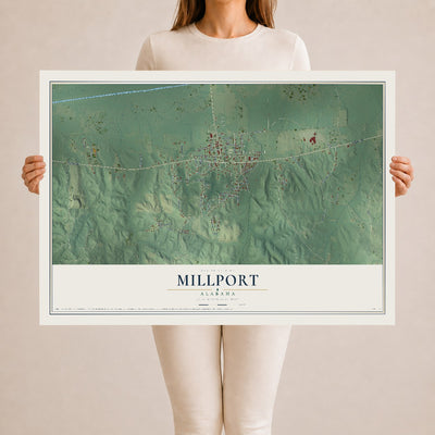 Map of Millport, Alabama, 24 x 36 inch unframed archival matte print