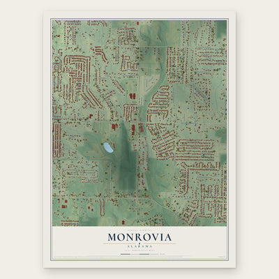 Monrovia, Alabama map print, the full design
