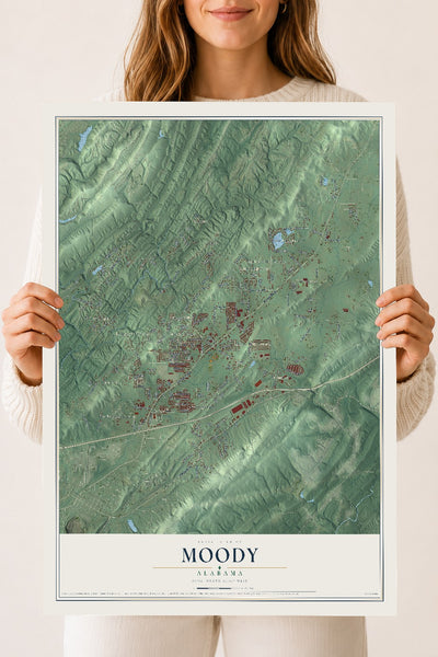 Map of Moody, Alabama, 18 x 24 inch unframed archival matte print