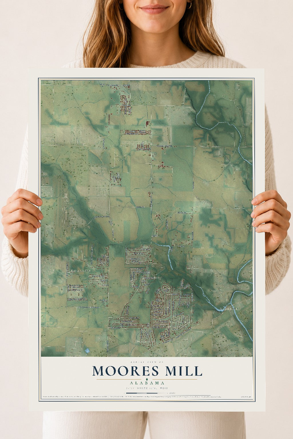 Map of Moores Mill, Alabama, 18 x 24 inch unframed archival matte print