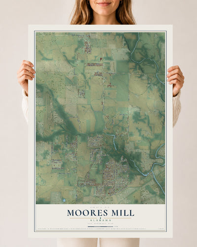 Map of Moores Mill, Alabama, 24 x 36 inch unframed archival matte print