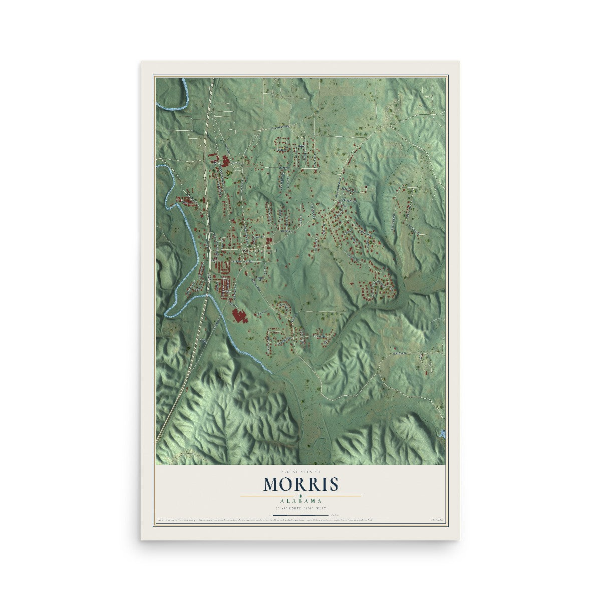 Map of Morris, Alabama, 12 x 18 inch unframed archival matte print