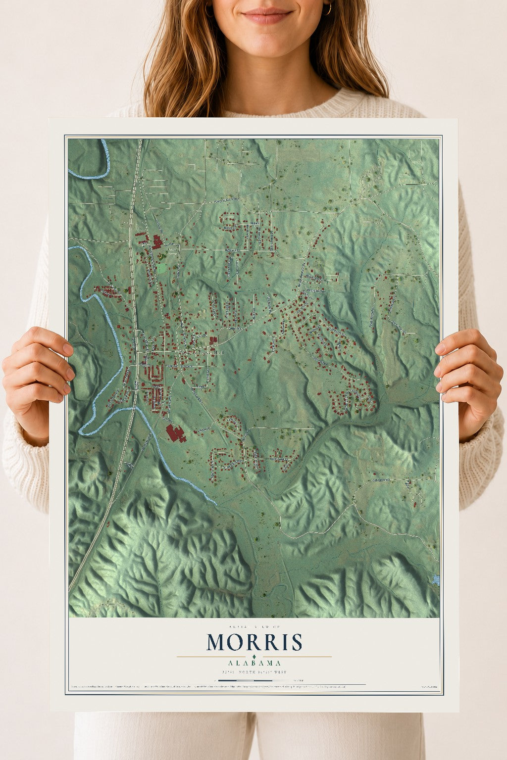 Map of Morris, Alabama, 18 x 24 inch unframed archival matte print