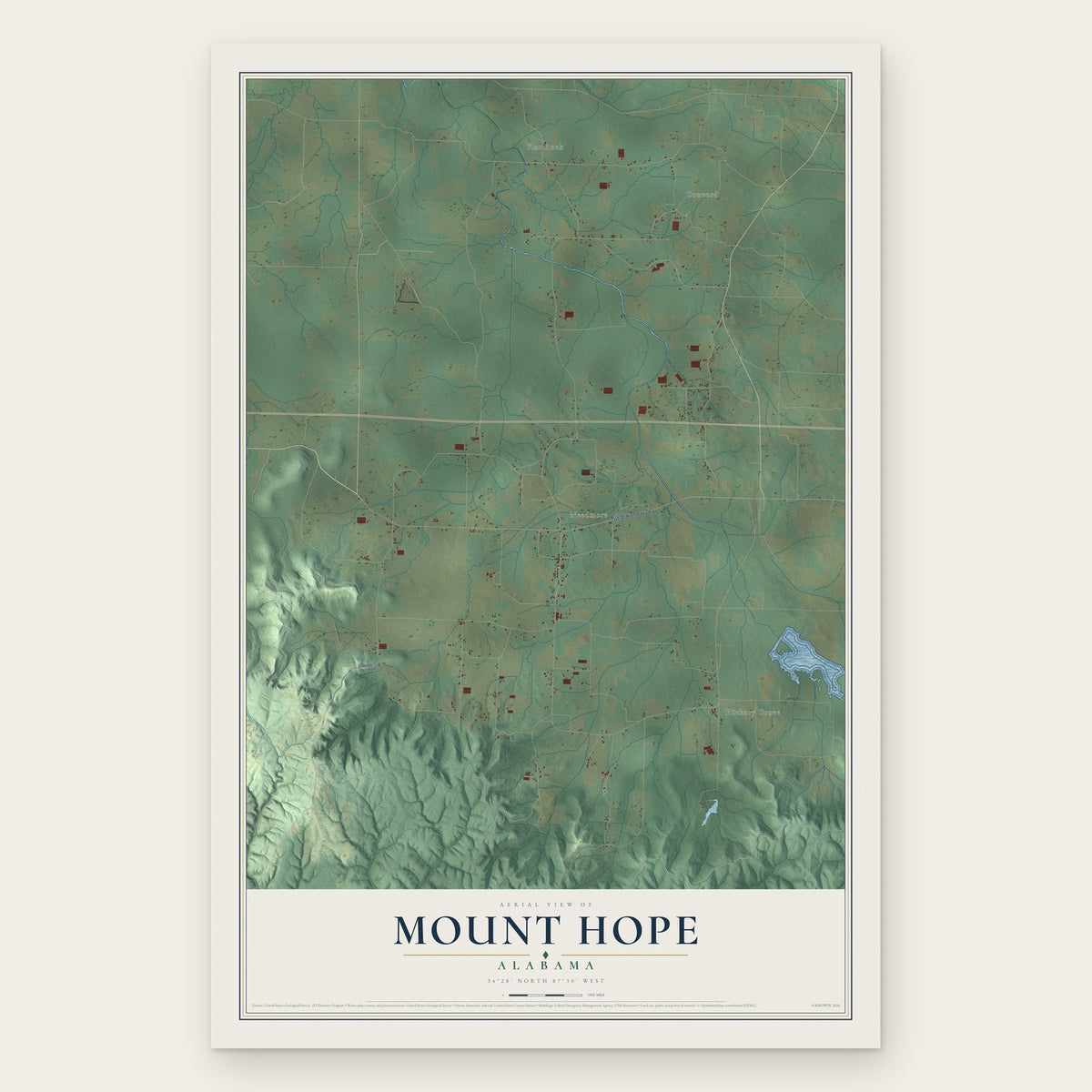 Mount Hope, Alabama map print, the full design