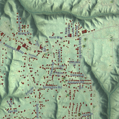 Close-up of the map of Mount Olive, Jefferson County, Alabama print showing street and building detail