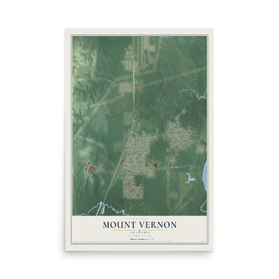 Map of Mount Vernon, Alabama, 12 x 18 inch unframed archival matte print