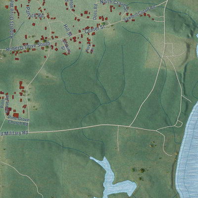Second close-up of the map of Mount Vernon, Alabama print showing more streets and buildings
