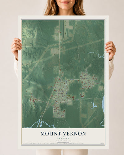 Map of Mount Vernon, Alabama, 24 x 36 inch unframed archival matte print