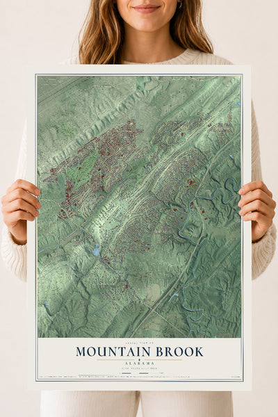 Map of Mountain Brook, Alabama, 18 x 24 inch unframed archival matte print