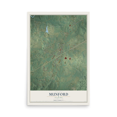 Map of Munford, Alabama, 12 x 18 inch unframed archival matte print