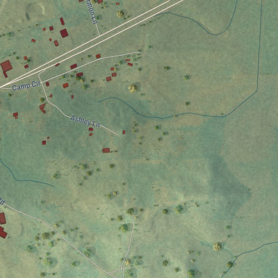 Second close-up of the map of Munford, Alabama print showing more streets and buildings
