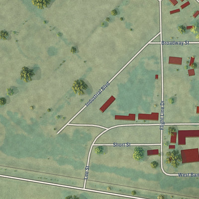 Second close-up of the map of Napier Field, Alabama print showing more streets and buildings