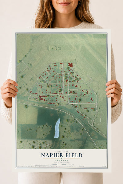 Map of Napier Field, Alabama, 18 x 24 inch unframed archival matte print