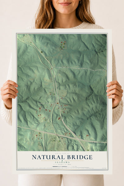 Map of Natural Bridge, Alabama, 18 x 24 inch unframed archival matte print