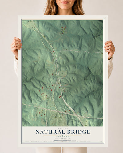 Map of Natural Bridge, Alabama, 24 x 36 inch unframed archival matte print