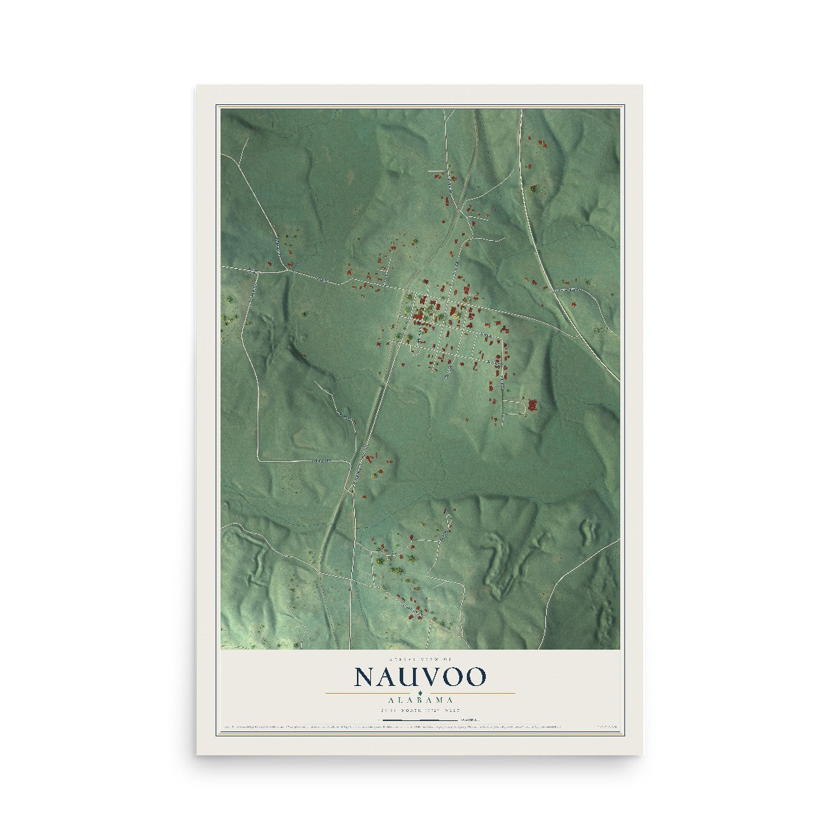 Map of Nauvoo, Alabama, 12 x 18 inch unframed archival matte print
