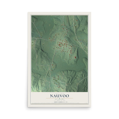 Map of Nauvoo, Alabama, 12 x 18 inch unframed archival matte print