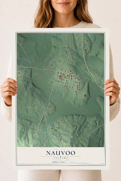 Map of Nauvoo, Alabama, 18 x 24 inch unframed archival matte print