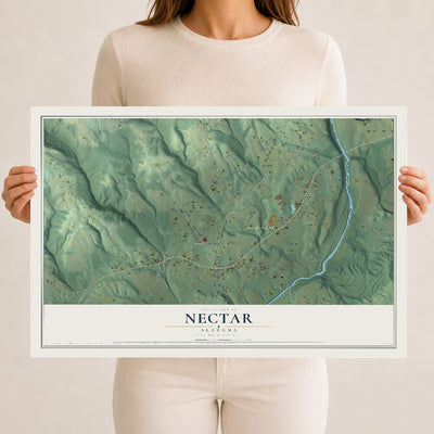 Map of Nectar, Alabama, 12 x 18 inch unframed archival matte print