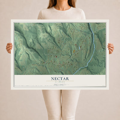 Map of Nectar, Alabama, 24 x 36 inch unframed archival matte print