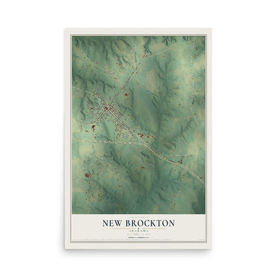Map of New Brockton, Alabama, 12 x 18 inch unframed archival matte print