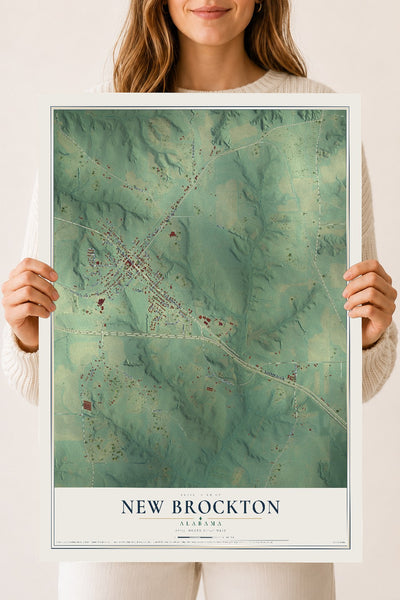 Map of New Brockton, Alabama, 18 x 24 inch unframed archival matte print