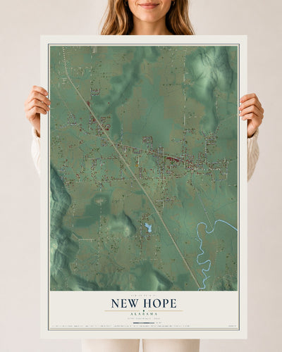 Map of New Hope, Alabama, 24 x 36 inch unframed archival matte print