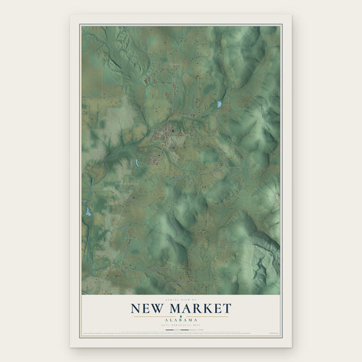 New Market, Alabama map print, the full design