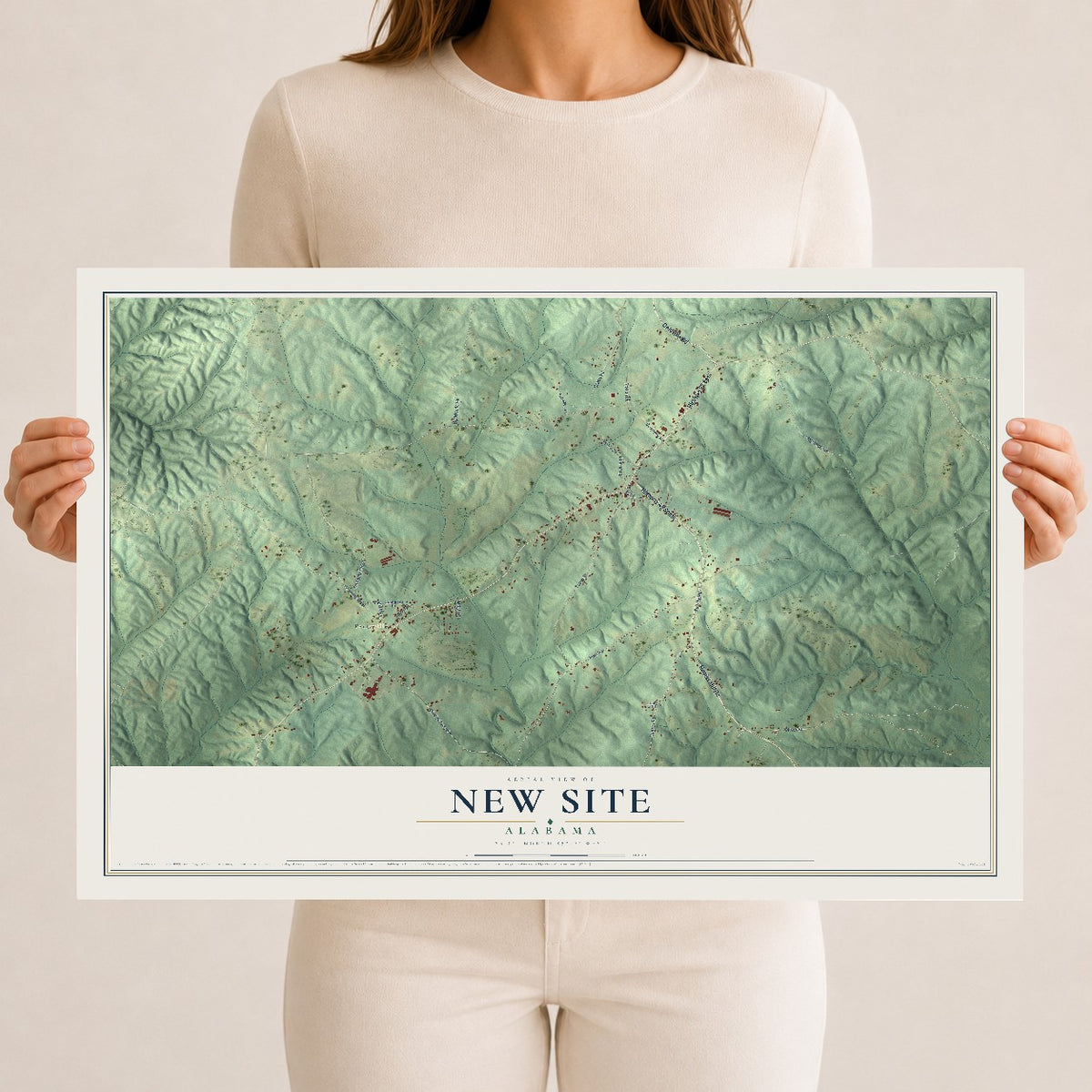 Map of New Site, Alabama, 12 x 18 inch unframed archival matte print