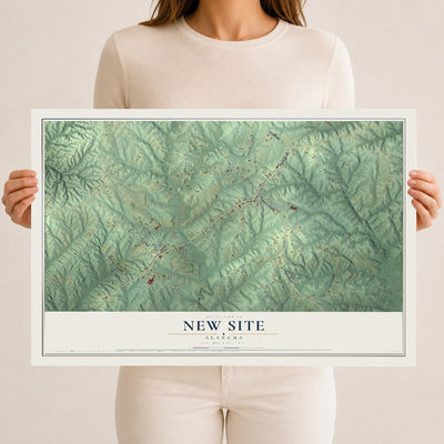Map of New Site, Alabama, 12 x 18 inch unframed archival matte print