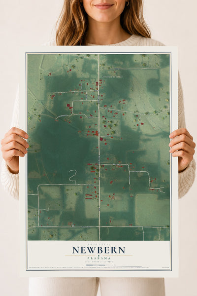 Map of Newbern, Alabama, 18 x 24 inch unframed archival matte print