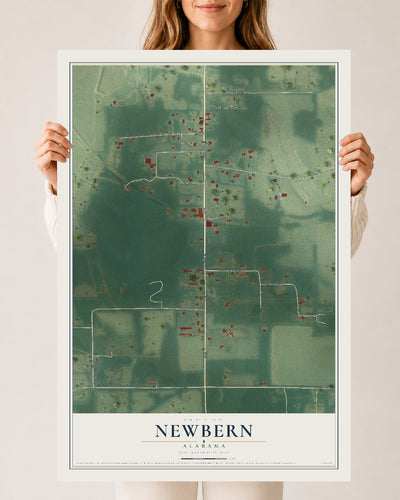 Map of Newbern, Alabama, 24 x 36 inch unframed archival matte print