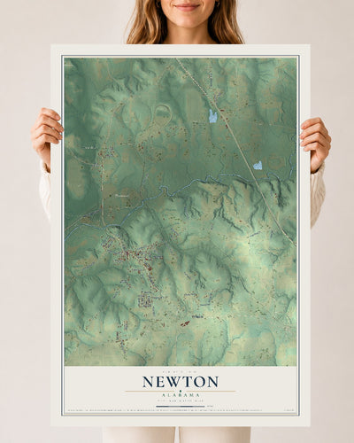 Map of Newton, Alabama, 24 x 36 inch unframed archival matte print