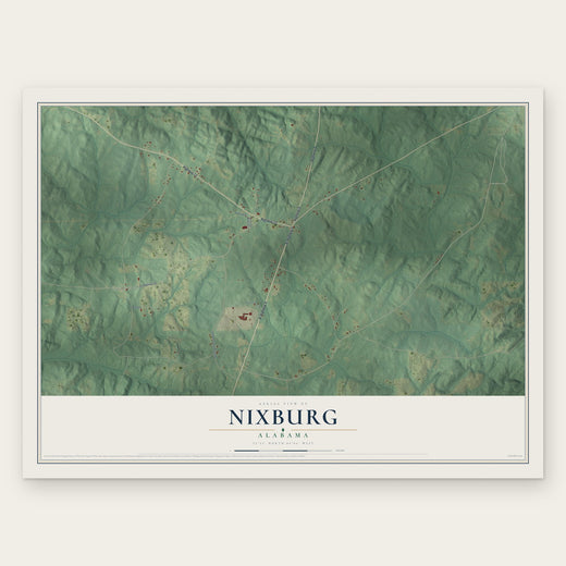 Nixburg, Alabama map print, the full design