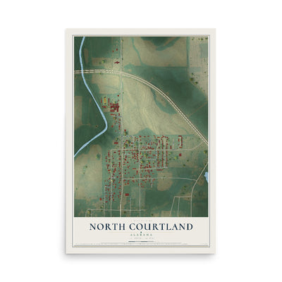 Map of North Courtland, Alabama, 12 x 18 inch unframed archival matte print