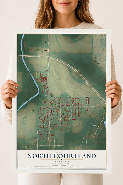 Map of North Courtland, Alabama, 18 x 24 inch unframed archival matte print