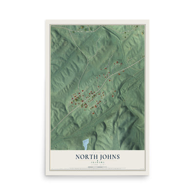 Map of North Johns, Alabama, 12 x 18 inch unframed archival matte print